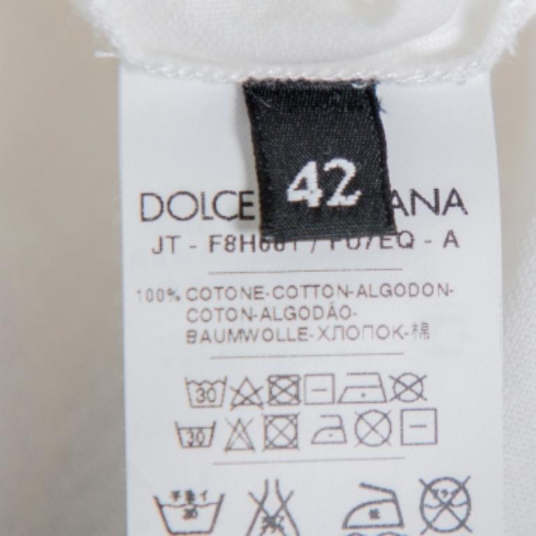 Dolce & Gabbana White Cotton Scarf Detailed T-Shirt M For Sale 1