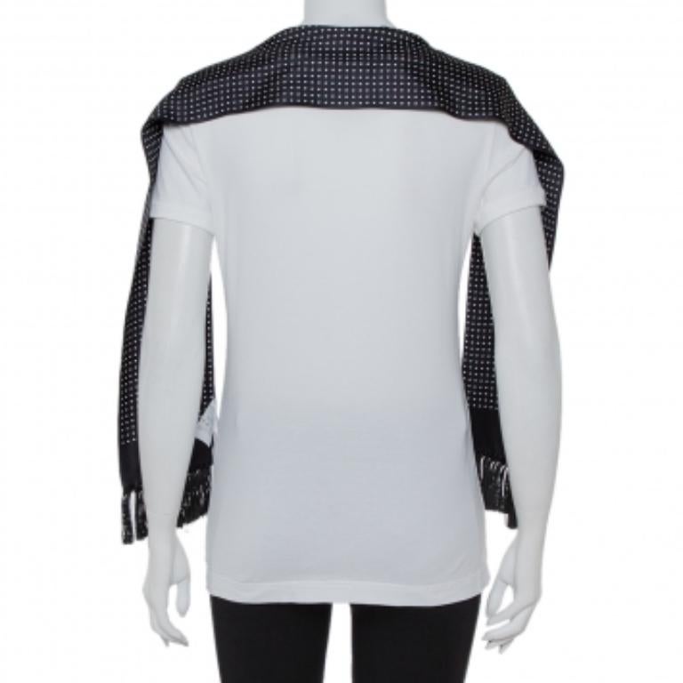 Dolce & Gabbana White Cotton Scarf Detailed T-Shirt M For Sale 3