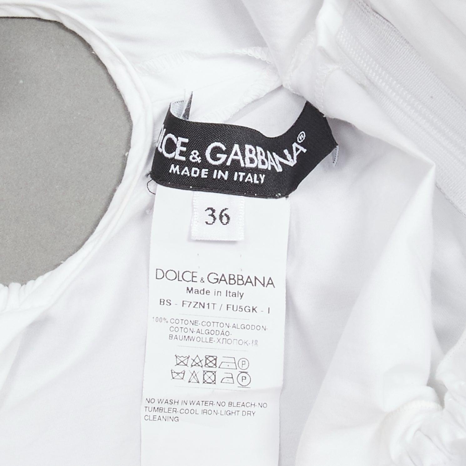 DOLCE GABBANA white cotton silver eyelet corset lace up layered top IT36 XXS 4