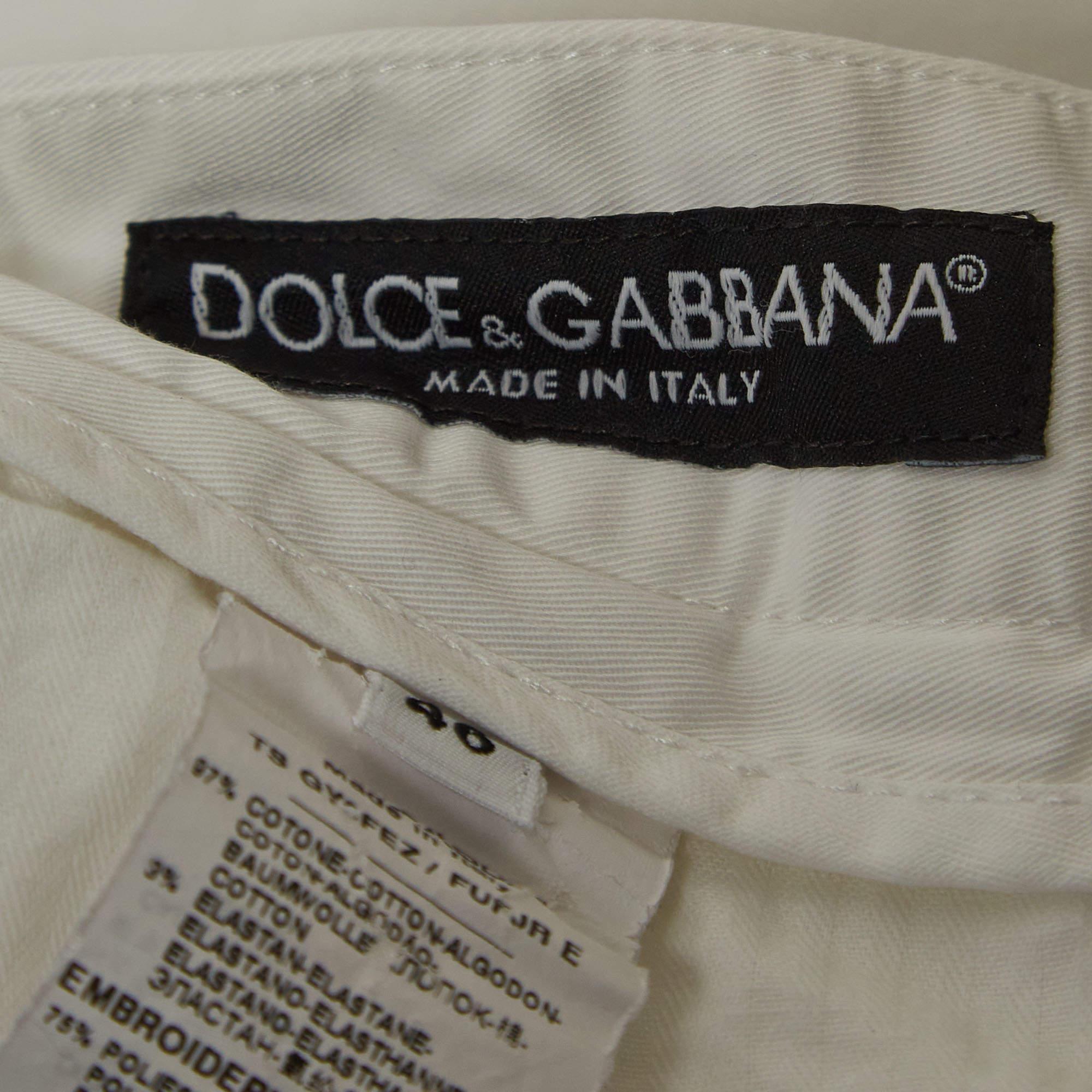 Dolce & Gabbana Pantalon coupe droite en coton blanc L Bon état - En vente à Dubai, Al Qouz 2