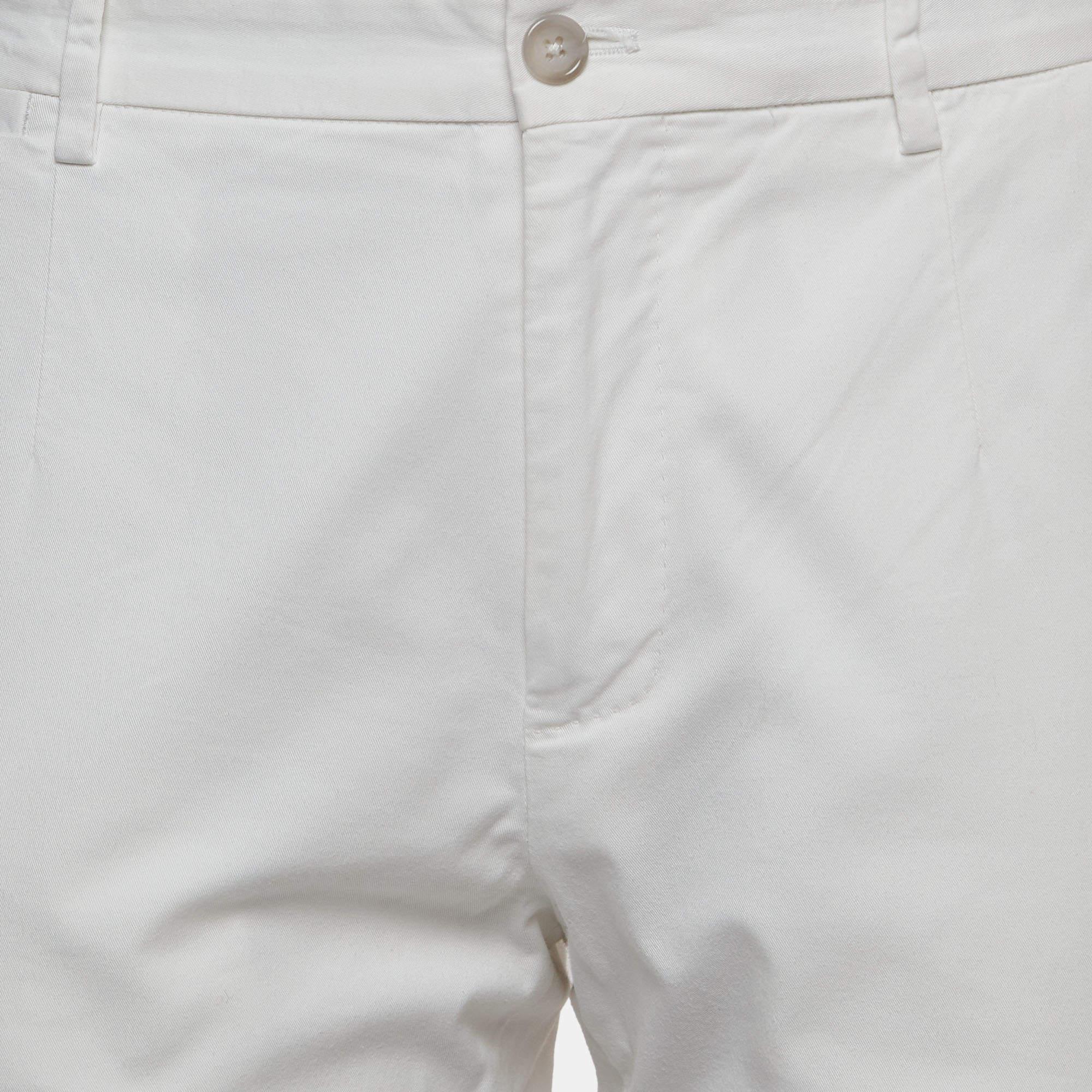 Women's Dolce & Gabbana White Cotton Straight Fit Trousers L For Sale