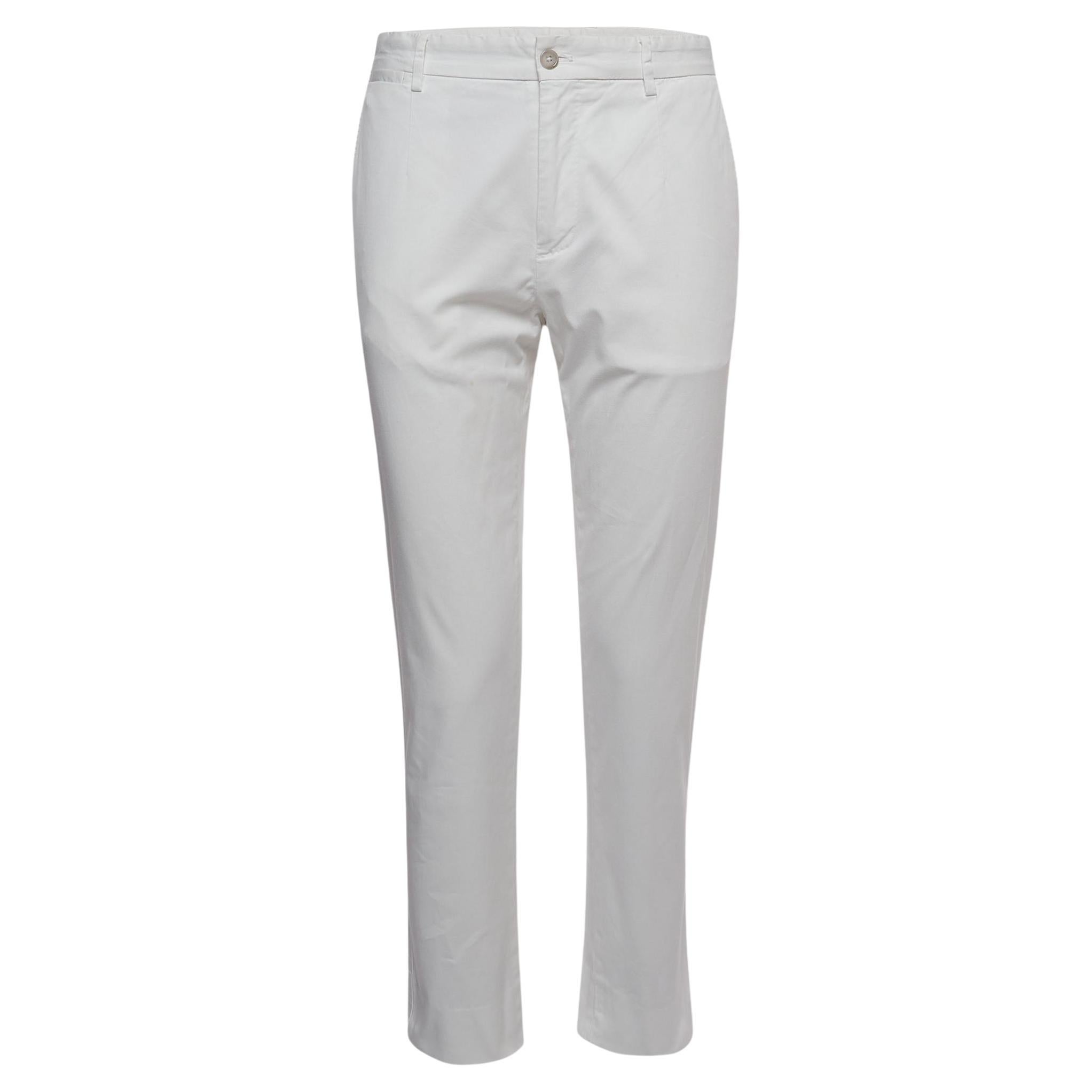 Dolce & Gabbana White Cotton Straight Fit Trousers L For Sale