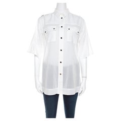 Dolce & Gabbana White Cotton Voile Metal Button Front Shirt M