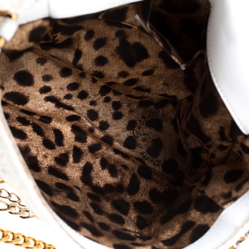 Dolce & Gabbana White Crochet Fabric Miss Charles Shoulder Bag 1