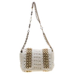 Dolce & Gabbana White Crochet Fabric Miss Charles Shoulder Bag