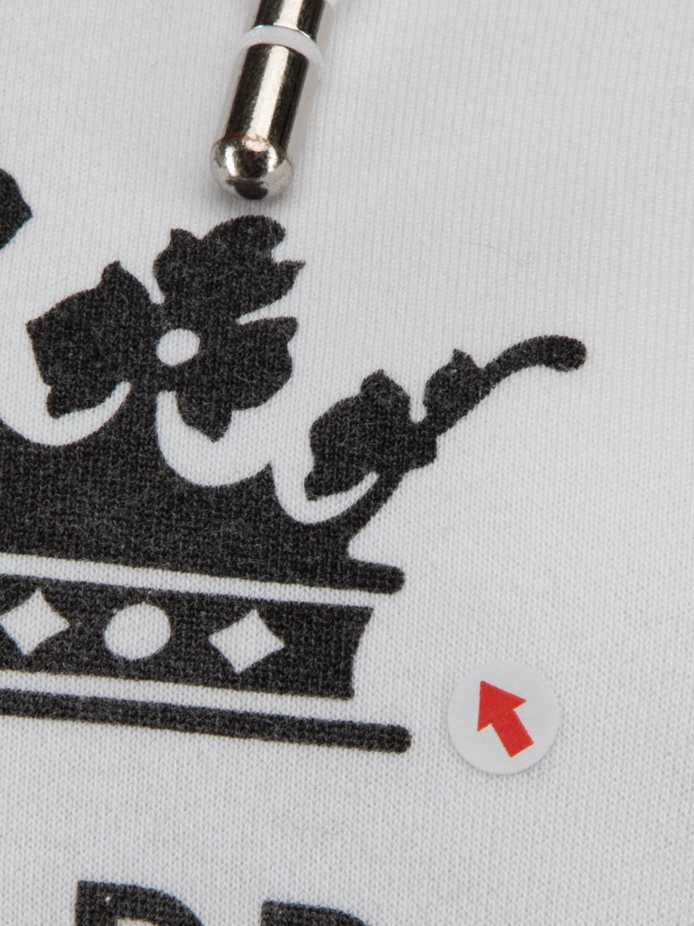 Dolce & Gabbana White Crown Logo Jersey Hoodie Size XXS In Good Condition For Sale In London, GB