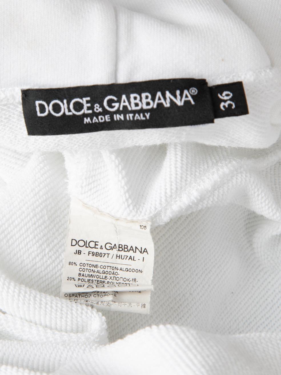 Women's Dolce & Gabbana White Crown Logo Jersey Hoodie Size XXS For Sale