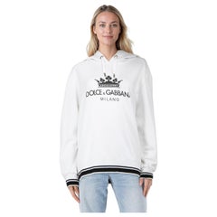 Dolce 
Gabbana - Sweat à capuche en jersey blanc avec logo Crown - Taille XXS