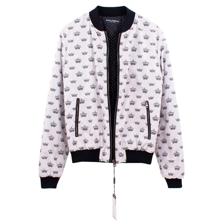 Dolce and Gabbana white crown print bomber jacket M For Sale at 1stDibs ...