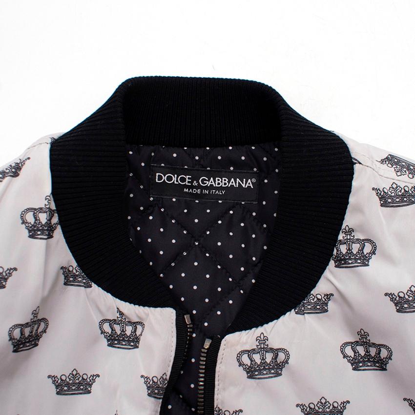 Men's Dolce & Gabbana white crown print bomber jacket M For Sale