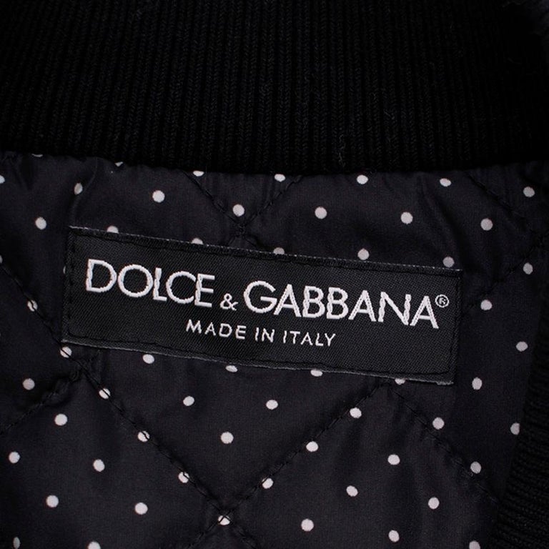 Dolce & Gabbana Black Queen Crown Sequined Bomber Jacket