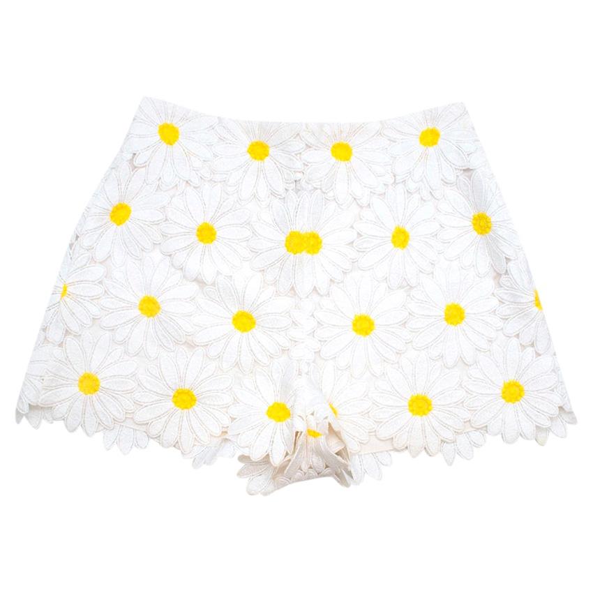 Dolce & Gabbana White Daisy Applique Shorts 44 M