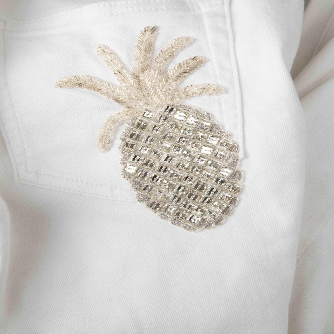 Dolce & Gabbana Vaqueros blancos con piña y cuentas Talla XS Gris en venta