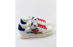 Dolce & Gabbana White DG Loves London Portofino Trainers Sneakers Sports Shoes