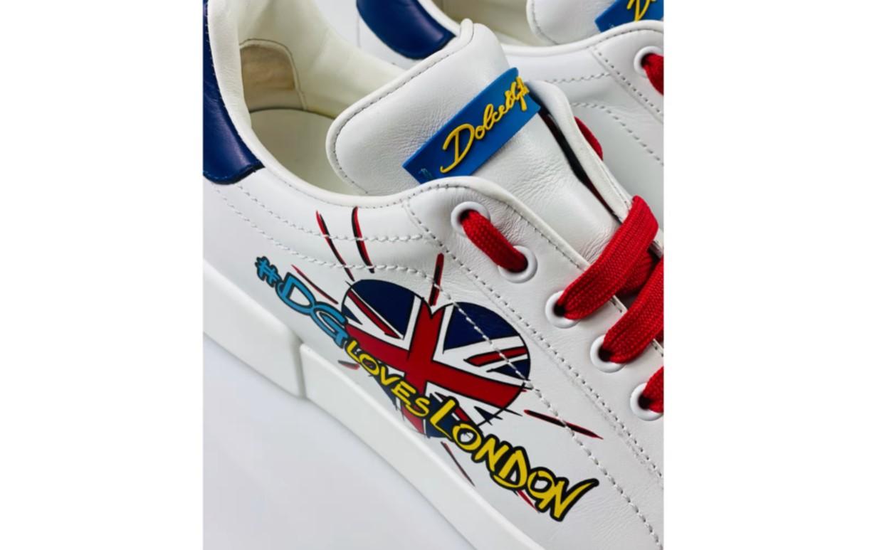 Gray Dolce & Gabbana White DG Loves London Portofino Trainers Sneakers Sports Shoes 