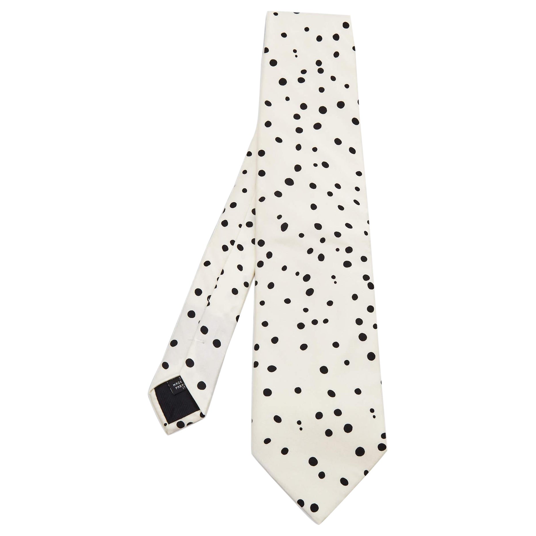 Dolce & Gabbana White Dot Printed Silk Satin Tie