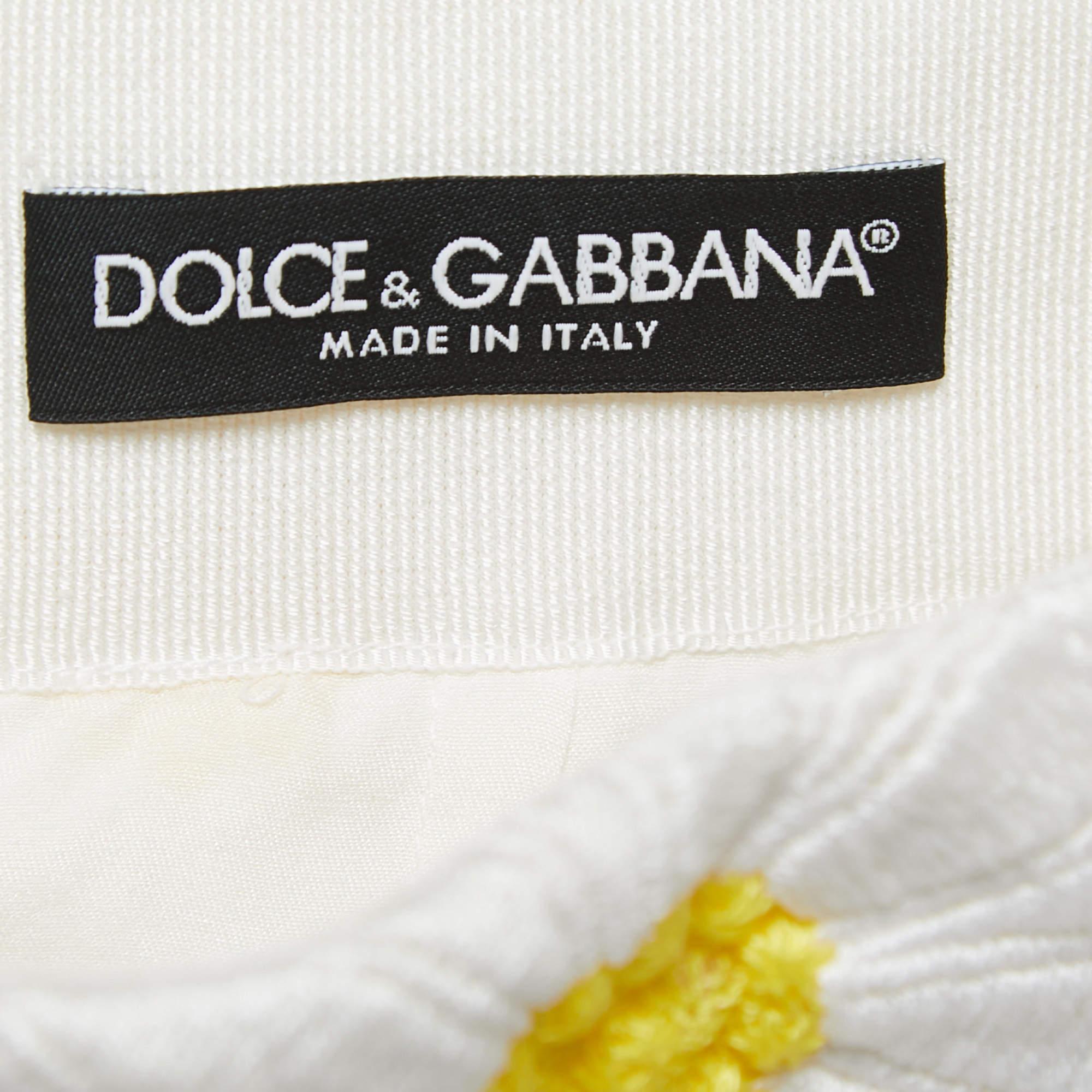 Women's Dolce & Gabbana White Floral Guipure Lace Midi Skirt S