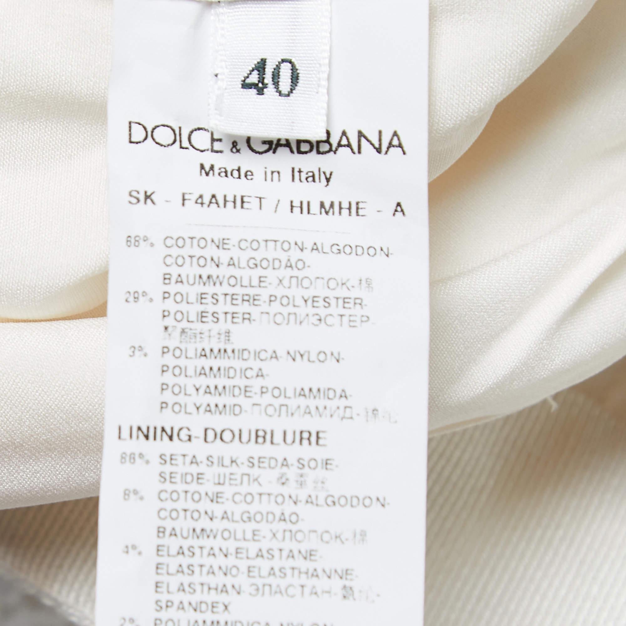 Dolce & Gabbana White Floral Guipure Lace Midi Skirt S 1