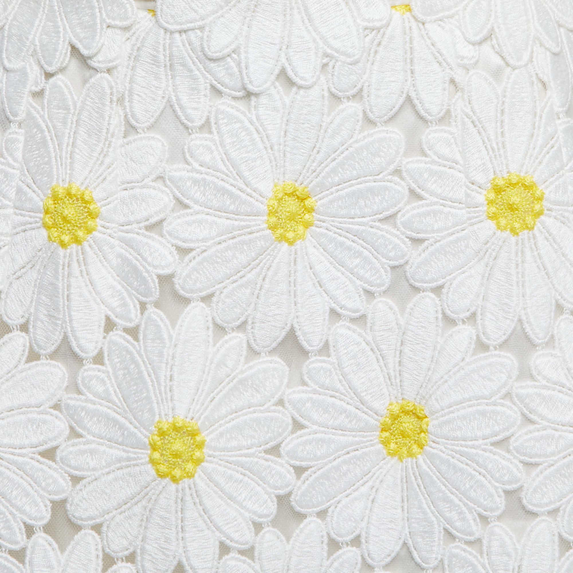 Dolce & Gabbana White Floral Guipure Lace Midi Skirt S 3