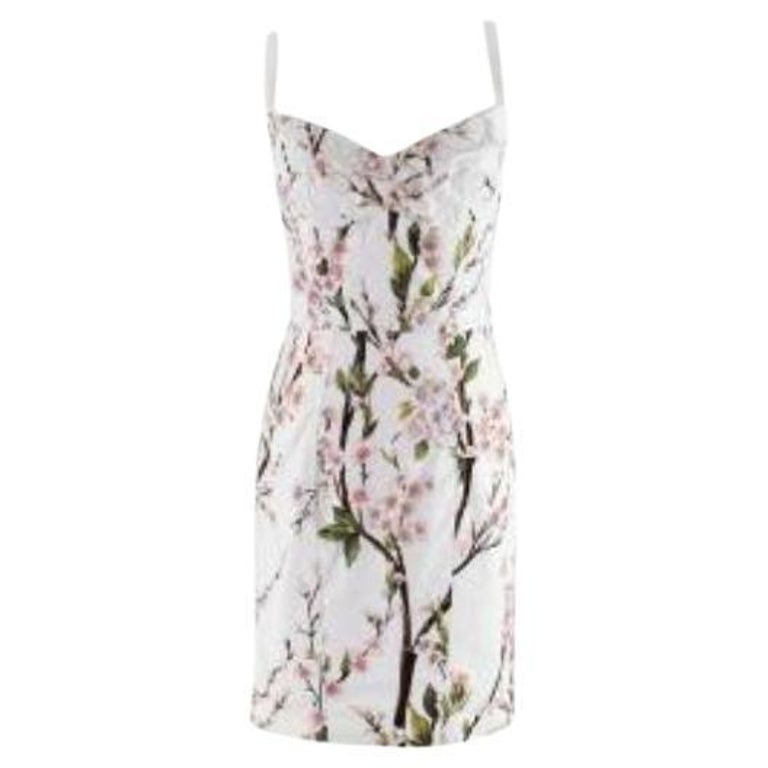 Dolce and Gabbana White Floral Print Bustier Mini Dress For Sale at 1stDibs