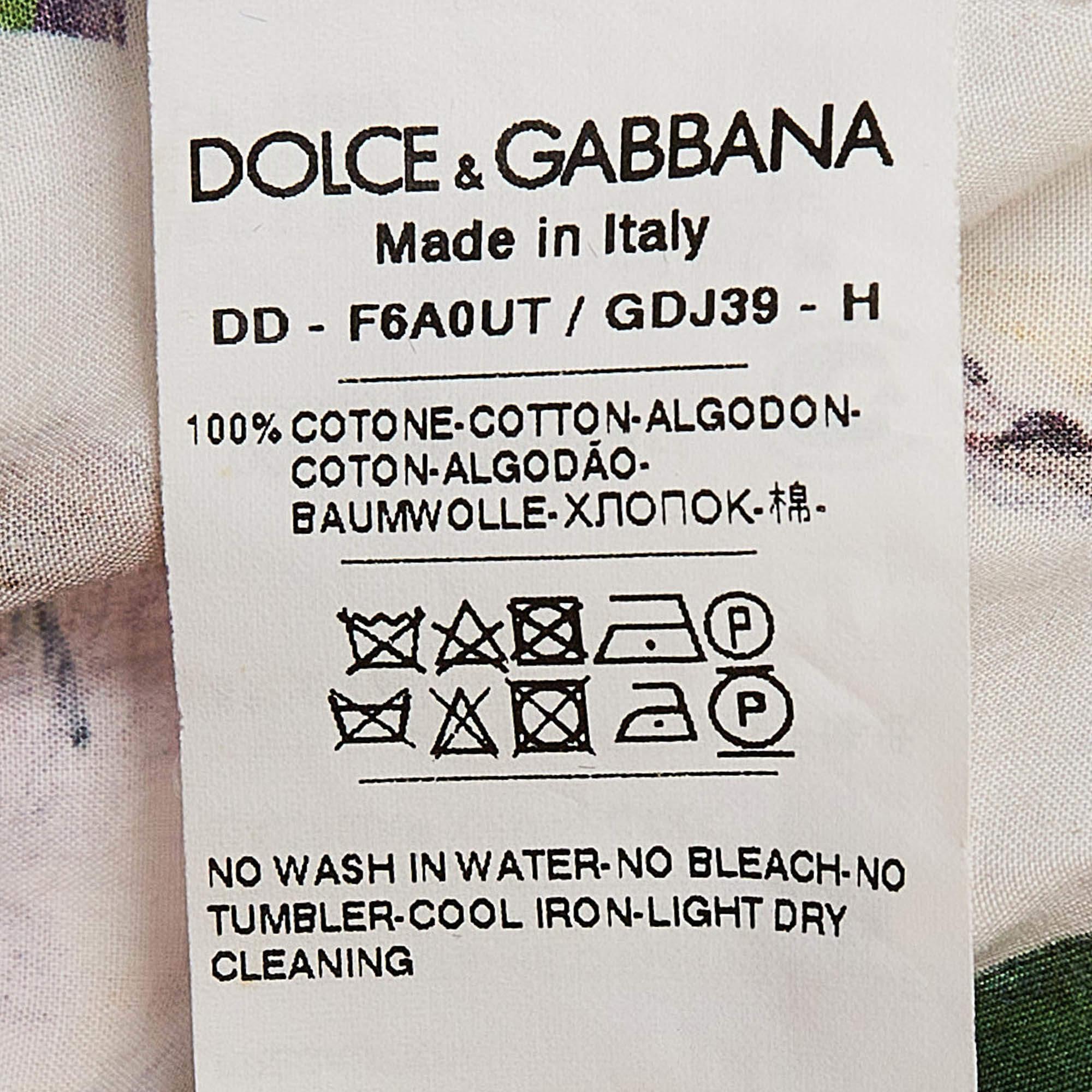 Dolce & Gabbana - Robe à volants en coton imprimé floral blanc L en vente 2
