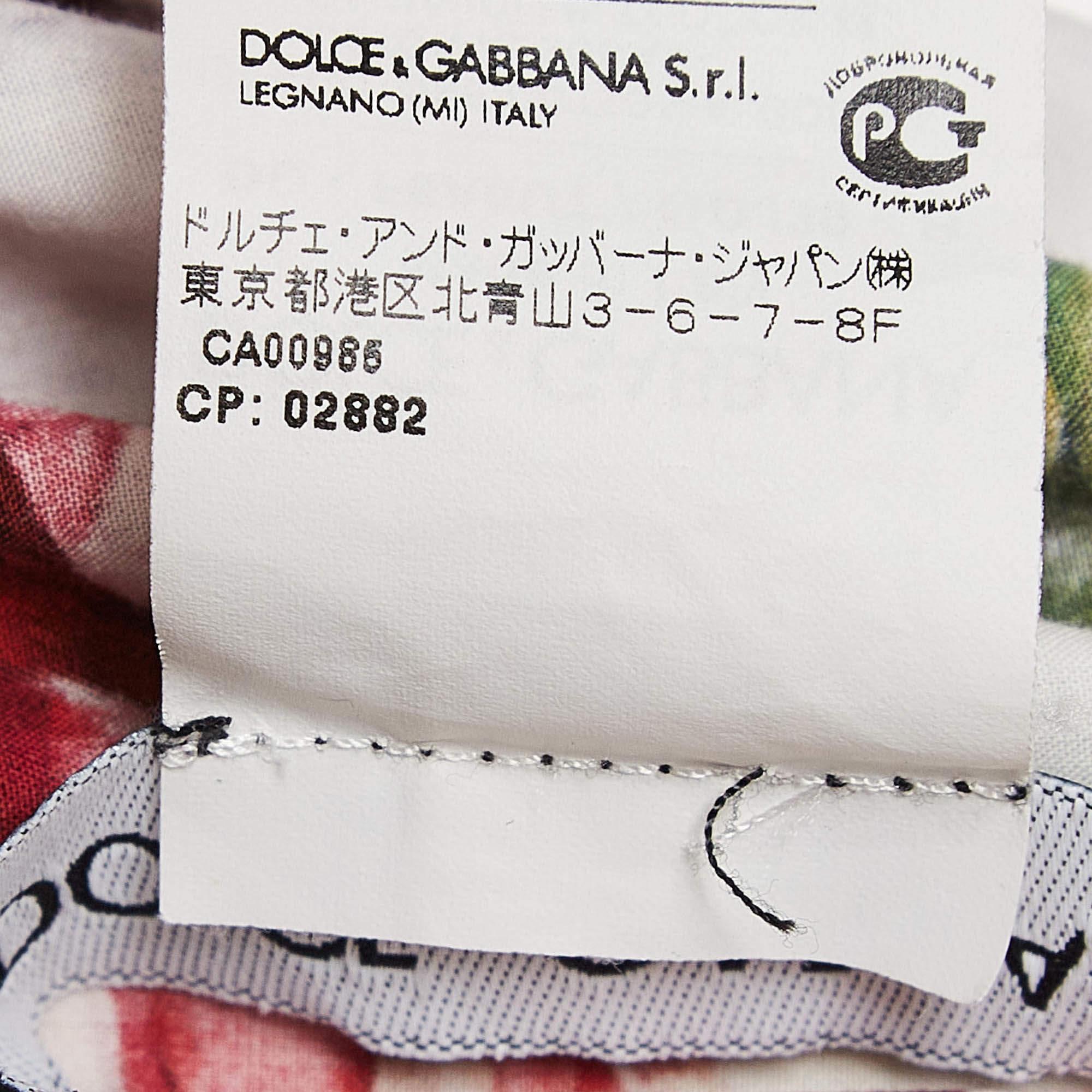 Dolce & Gabbana - Robe à volants en coton imprimé floral blanc L en vente 3