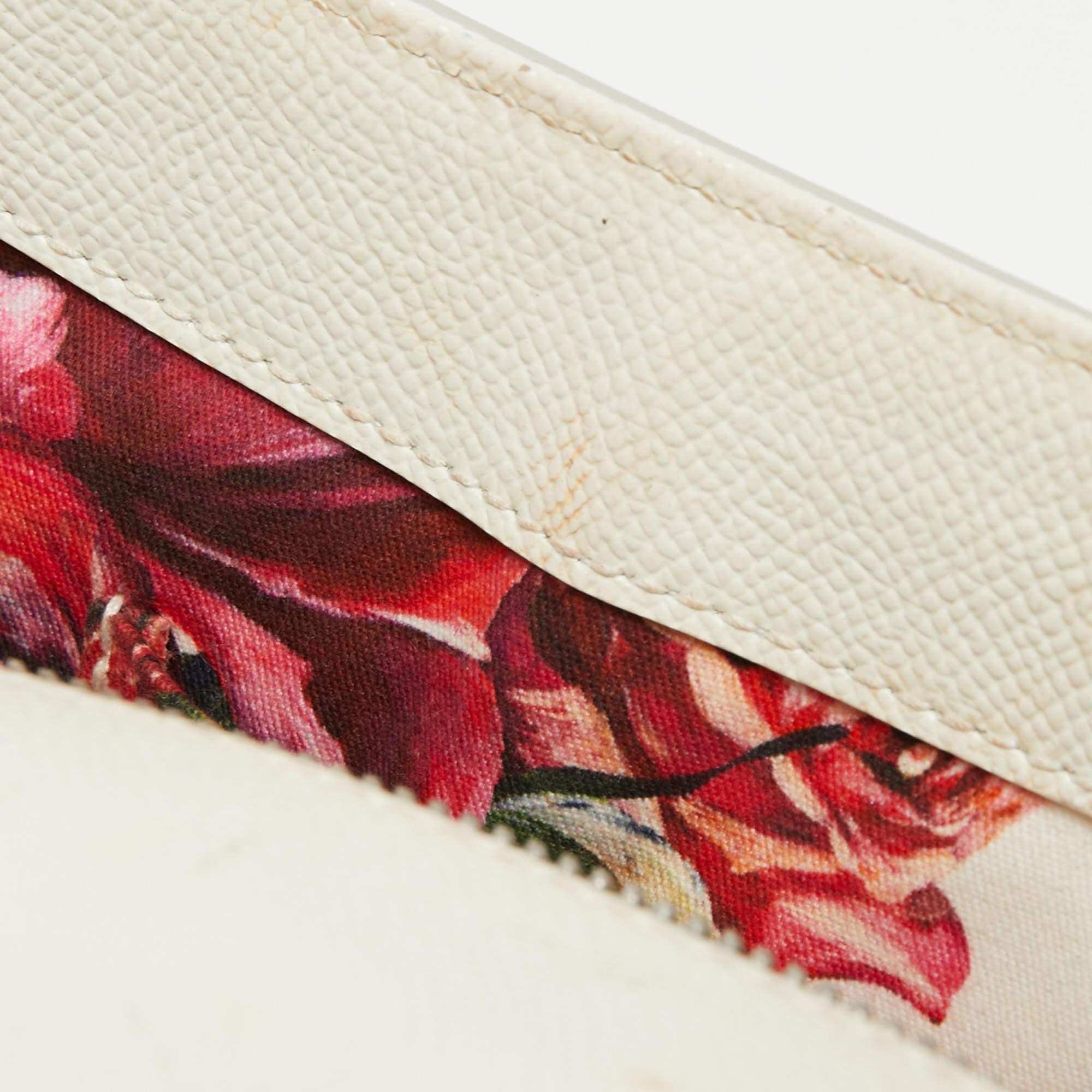 Dolce & Gabbana White Floral Print Leather Medium Miss Sicily Top Handle Bag 2