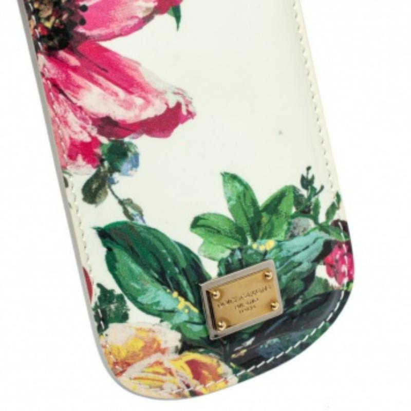 Women's Dolce & Gabbana White Floral Print Patent Leather IPhone 5 Case For Sale