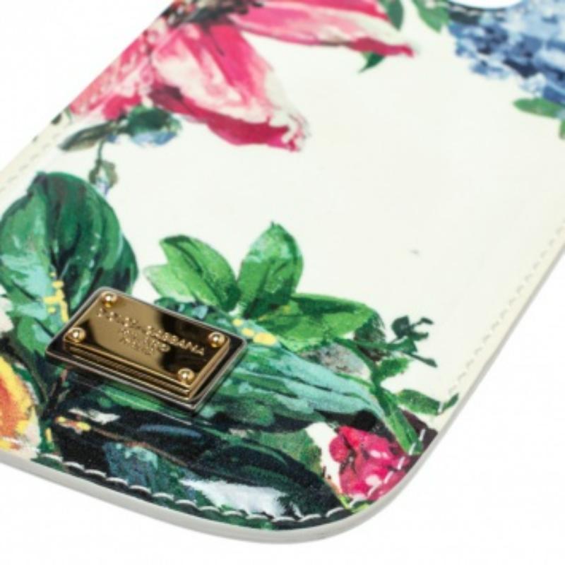 Dolce & Gabbana White Floral Print Patent Leather IPhone 5 Case For Sale 1