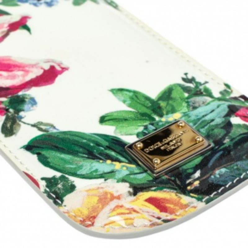 Dolce & Gabbana White Floral Print Patent Leather IPhone 5 Case For Sale 2