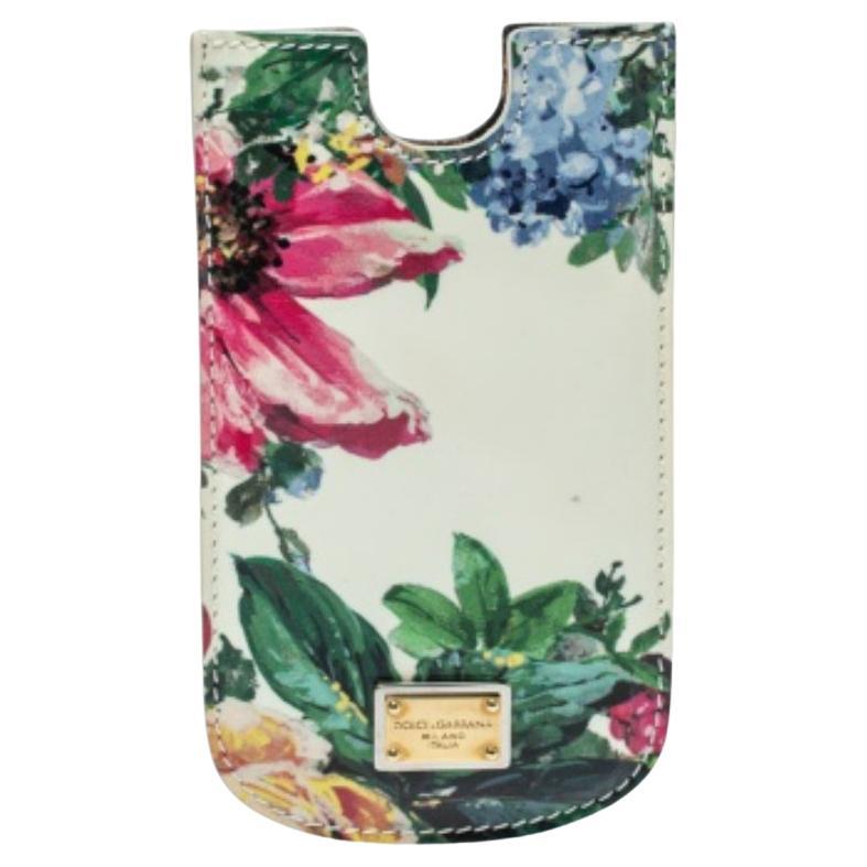 Dolce & Gabbana White Floral Print Patent Leather IPhone 5 Case For Sale