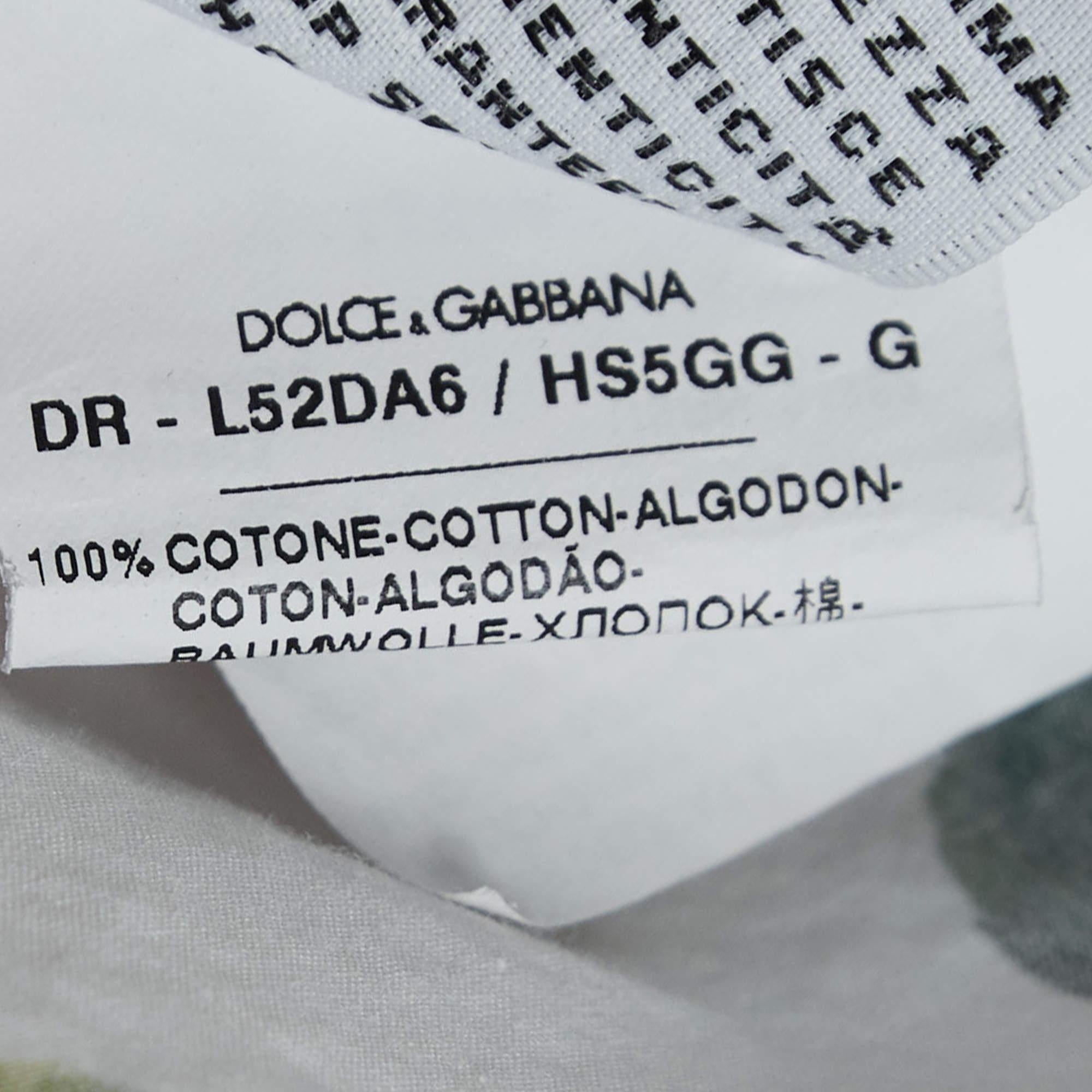 Robe en popeline de coton imprimée à fleurs blanches Dolce & Gabbana (11-12 Yrs) en vente 1