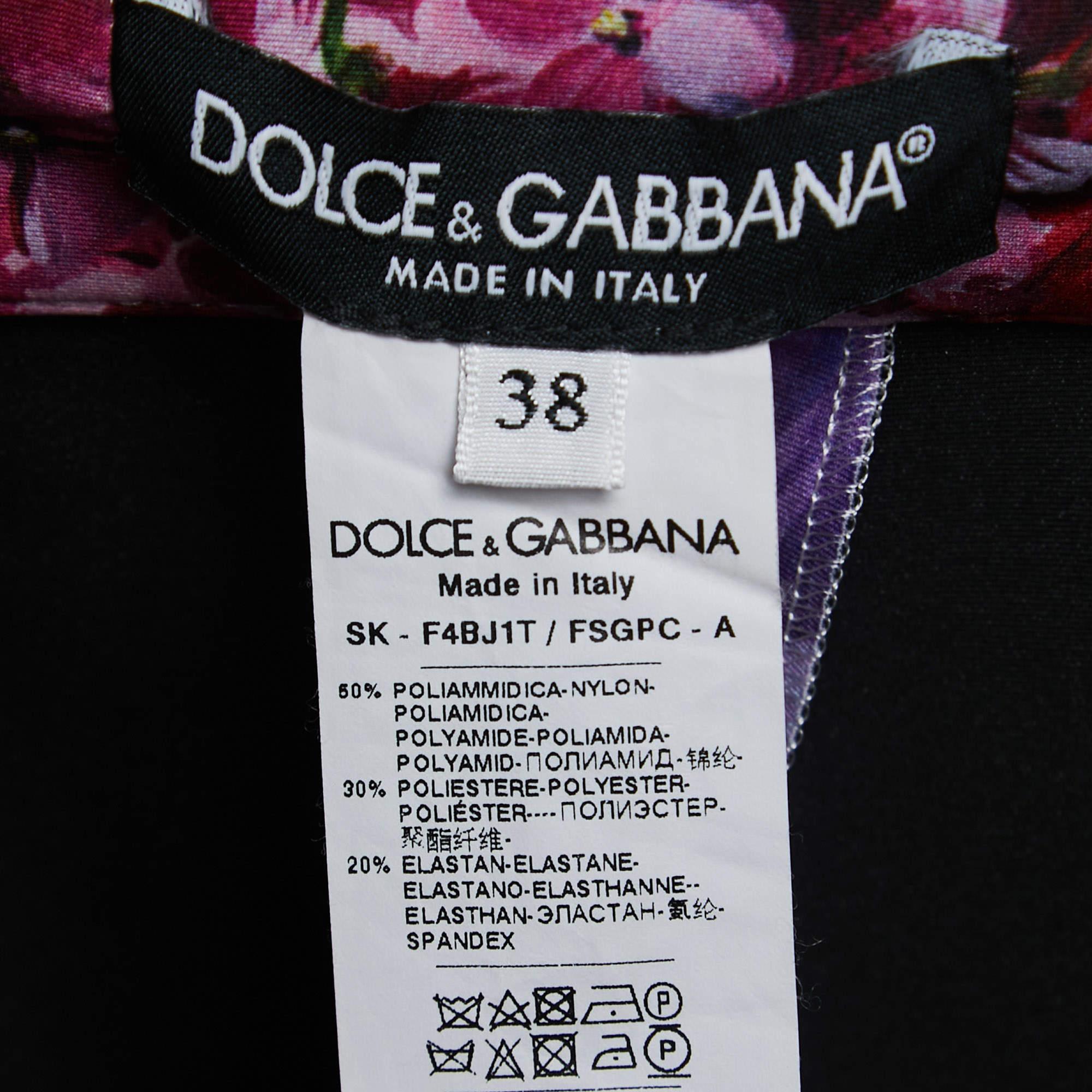 Women's Dolce & Gabbana White Floral Printed Jersey Pencil Midi Skirt S