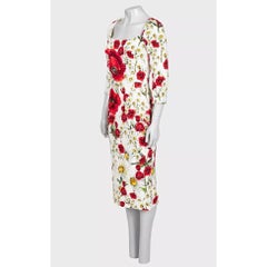 Dolce & Gabbana Damen-Etuikleid mit Blumenmuster, Größe IT 42, aus einer Seiden-Viskose-Mischung