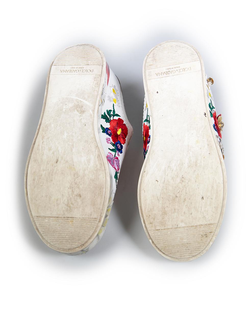 Women's Dolce & Gabbana White Flower Portofino Sneakers Size IT 37