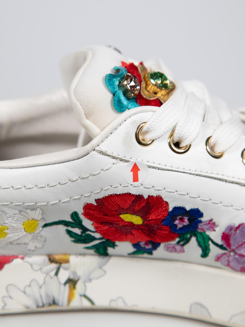 Dolce & Gabbana White Flower Portofino Sneakers Size IT 37 4