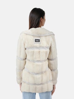 Dolce & Gabbana White Fur Single Breast Coat Size M