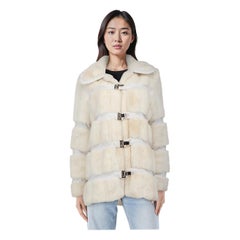 Dolce 
Gabbana White Fur Single Breast Coat Size M