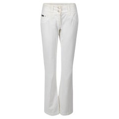 Dolce & Gabbana Weiße geraffte Jeans mit Edelsteinen Größe M