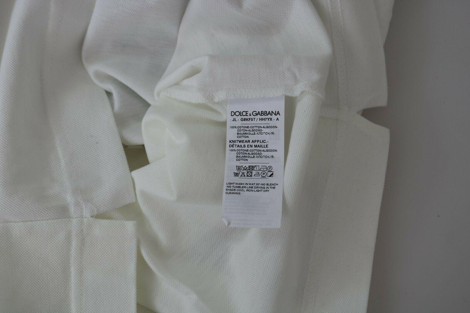 Camiseta de manga corta Dolce & Gabbana Blanco Oro Negro Polo de algodón con estampado barroco 4