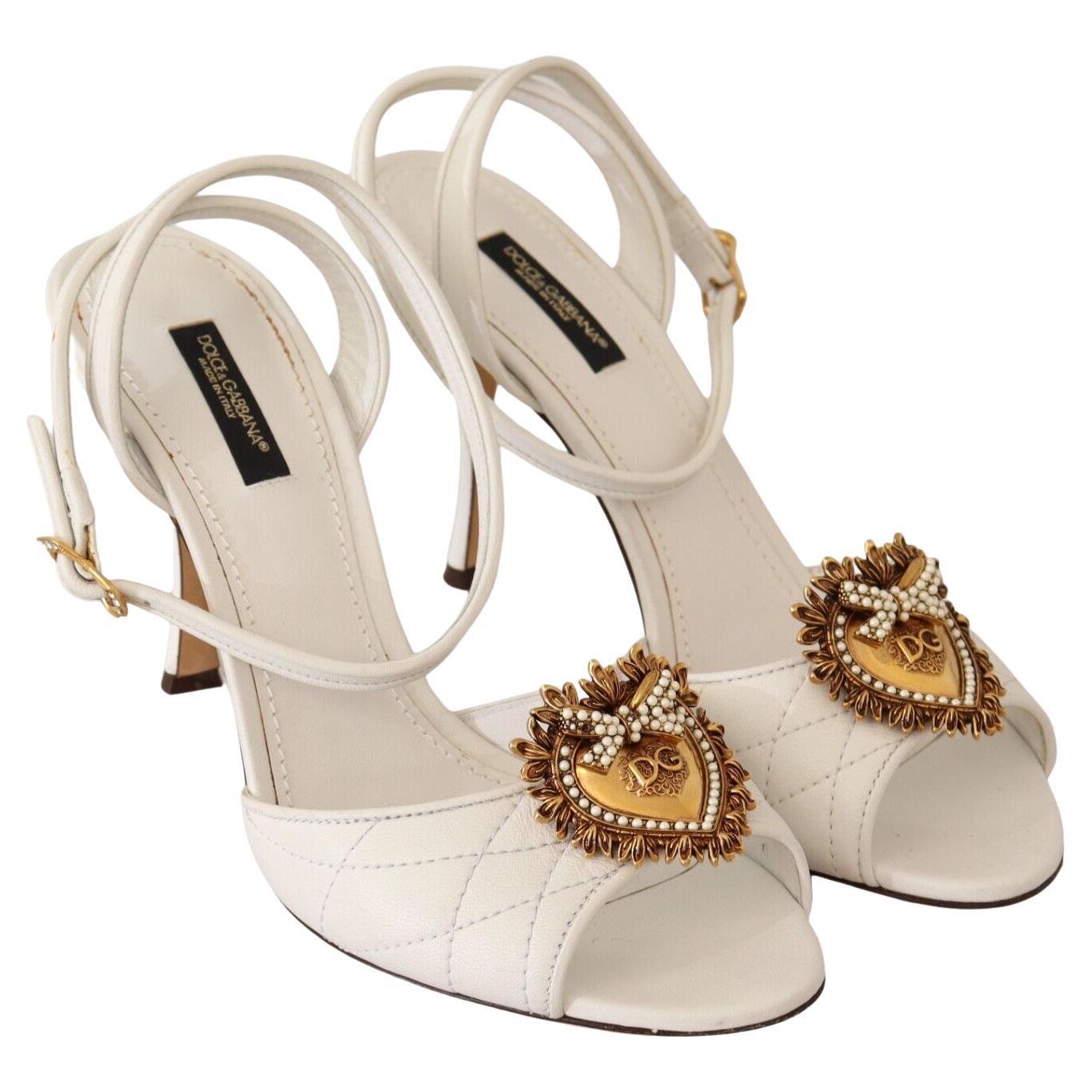 dolce and gabbana white and gold shoes