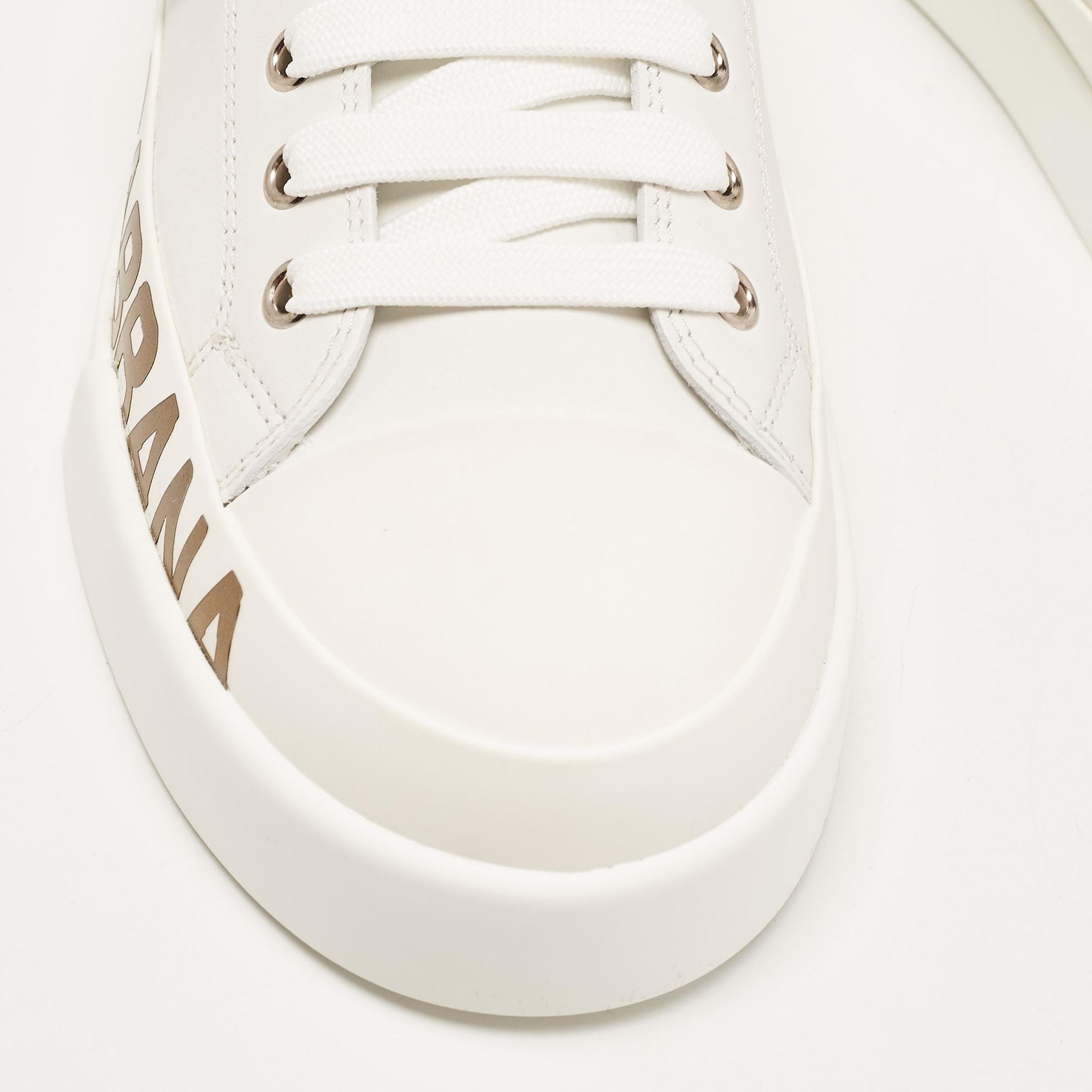 Women's Dolce & Gabbana White/Gold Leather Portofino Sneakers Size 41