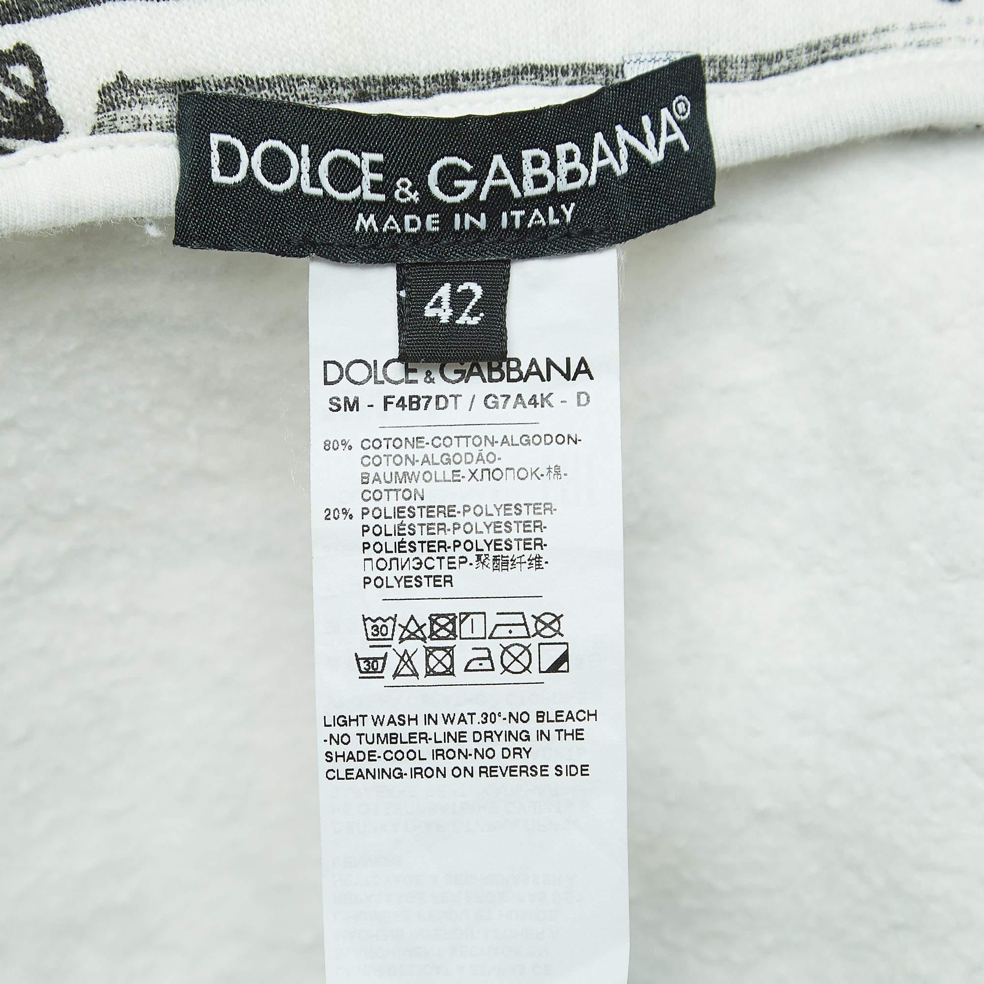 Dolce & Gabbana Weißer Minirock aus Baumwolle mit Kordelzug und Graffiti-Druck M Damen im Angebot