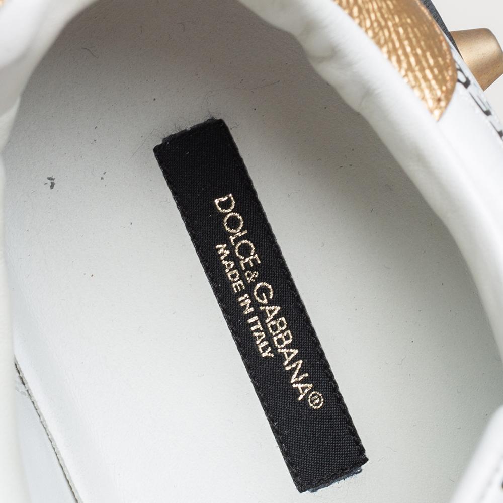 Dolce & Gabbana White Graffiti Printed Portofino Low Top Sneakers Size 37.5 1