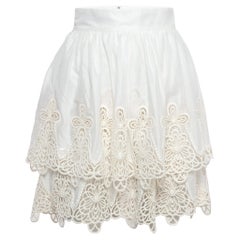 Dolce & Gabbana White Guipure Lace Cotton Blend Mini Skirt S