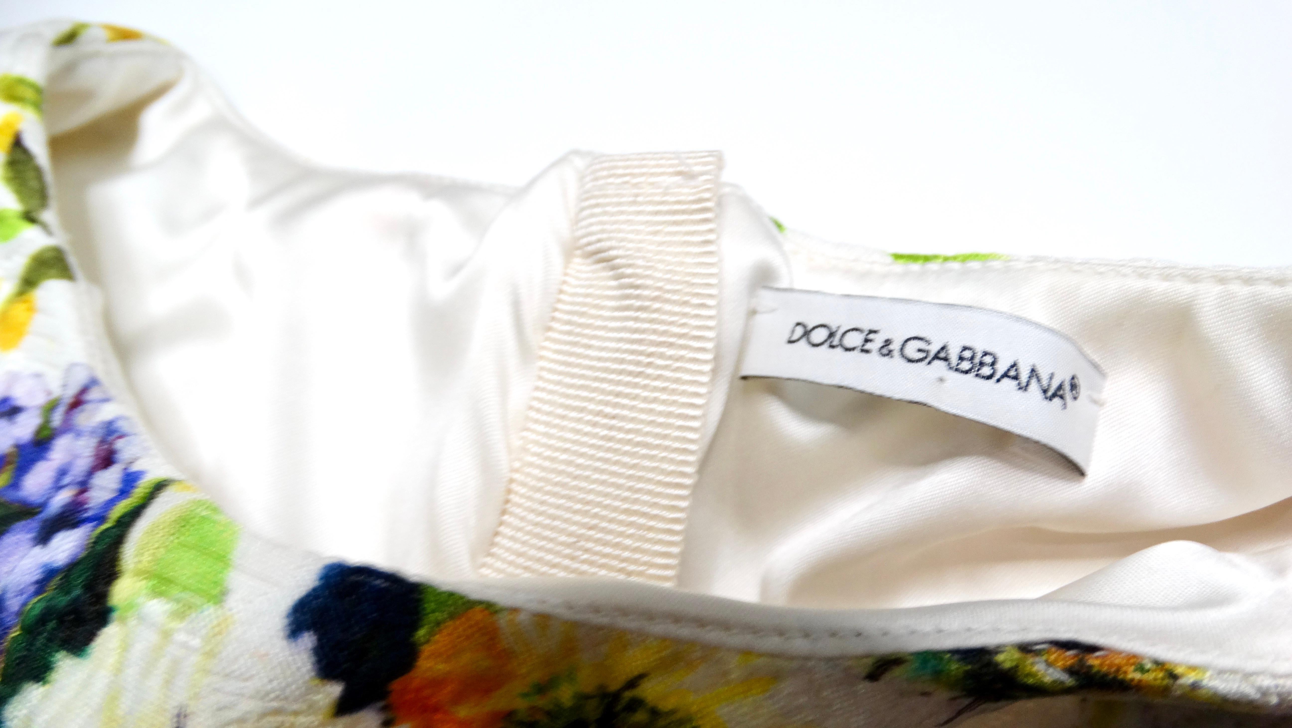 Dolce & Gabbana White Jacquard Floral Print Children's Dress In Good Condition For Sale In Scottsdale, AZ