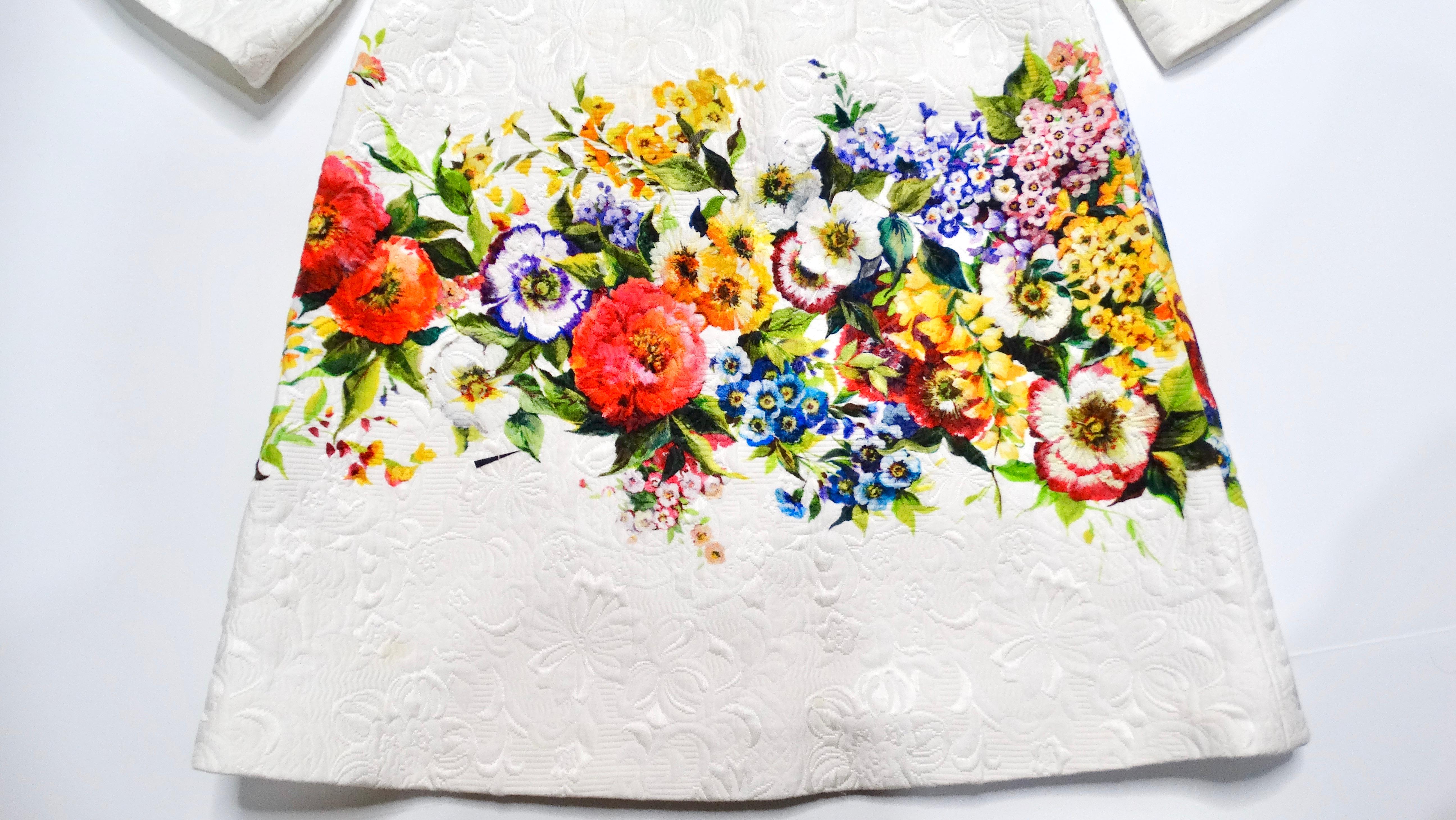 Women's Dolce & Gabbana White Jacquard Floral Print Children's Dress For Sale