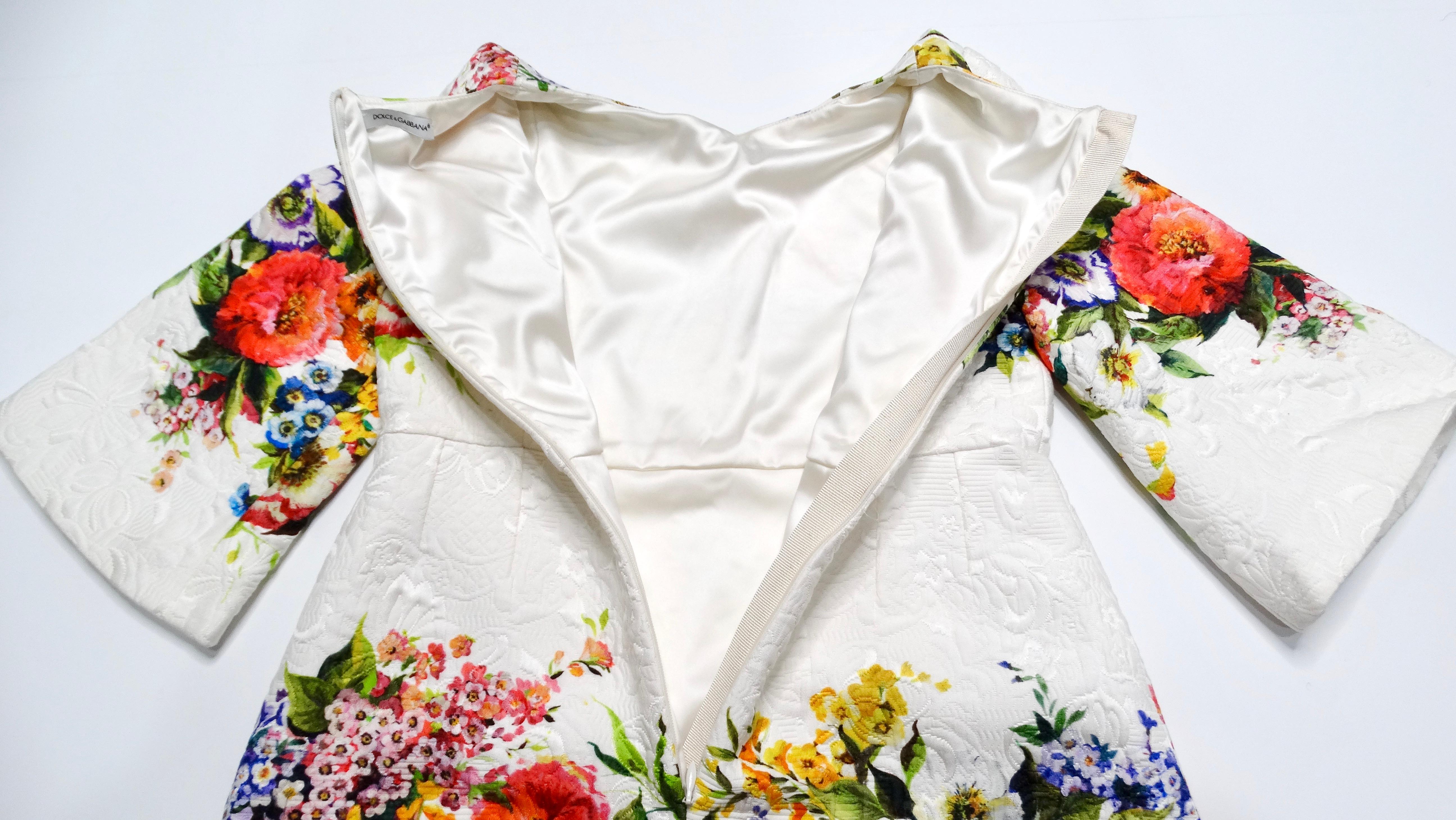 Dolce & Gabbana White Jacquard Floral Print Children's Dress For Sale 3