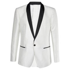 Dolce & Gabbana White Jacquard Martini Tuxedo Jacket L