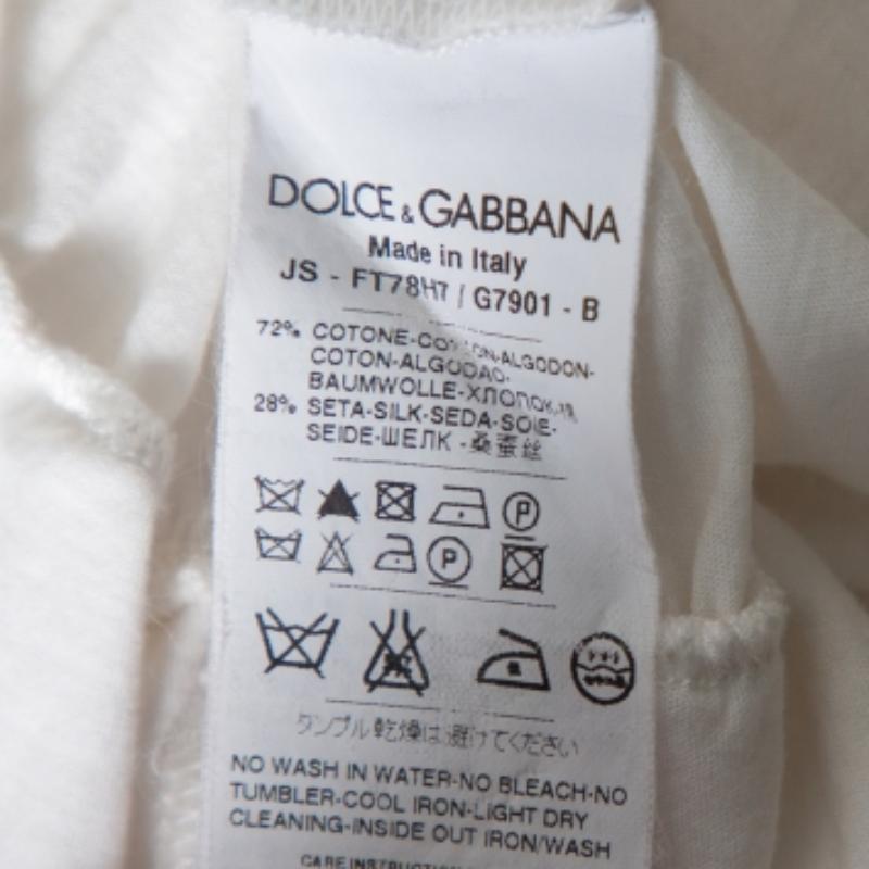 Gray Dolce & Gabbana White Knit Lace Trim Waist Tie Detail Top M For Sale